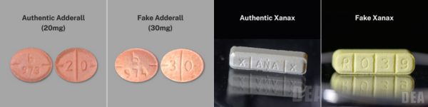 Fake versus real pills from DEA